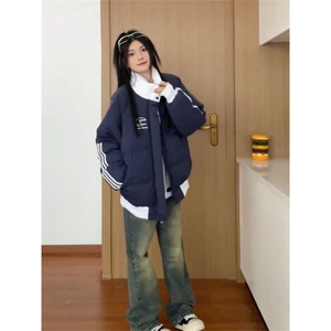 美式潮牌羽绒棉衣女2024新款冬季加厚情侣装棉服外套棉衣图片