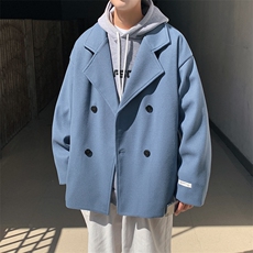 加棉加厚双排扣短款毛呢大衣外套潮504-F07-P85（加棉P95控138），男装毛呢大衣，星座504