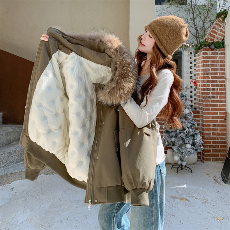 冬季休闲派克服90绒加真毛2C098-9082P375K568,女装派克服,2C098