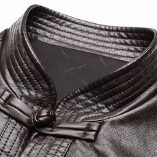 中年皮衣男秋季新款风龙刺绣立领皮夹克衫爸爸唐装外套，男装皮衣，电商B212（原钱塘6029）