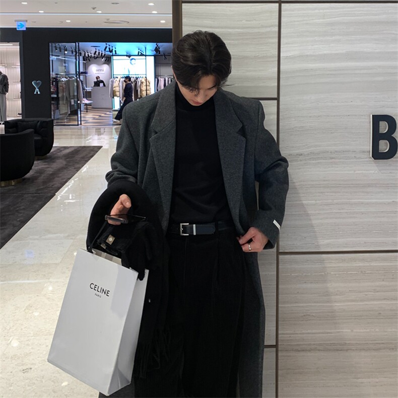 超长款加厚毛呢大衣男韩系高级感英伦风衣外套风衣DY005特P115,男装风衣,星座1004（原星座815-3）