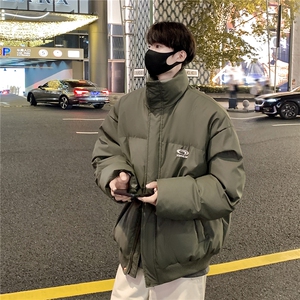 情侣冬装 港风PU软皮棉服刺绣logo棉衣休闲加厚外套男 G1103 P128图片
