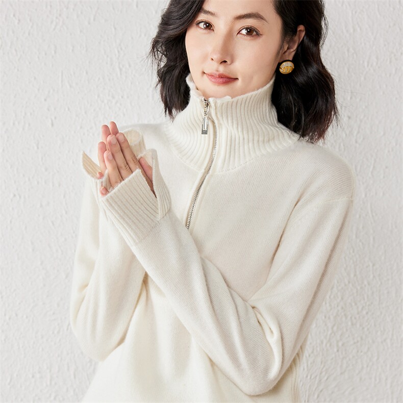 2025年秋季新款百搭女士长袖翻领套头衫图片