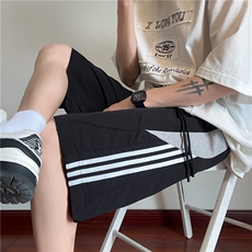 INS夏季新款潮流三条杠宽松冰丝透气短裤B315-K24186-特p25控48，男装牛仔裤，电商B315