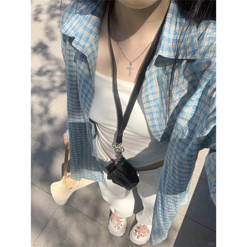 CSG063LL-特P35 cleanfit格子衬衫男设计感叠穿长袖衬衣图片