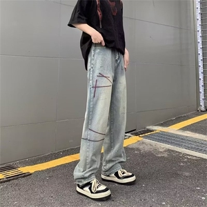 1033-P44 2025春秋新款牛仔裤男直筒垂感潮牌痞帅休闲美式复古图片