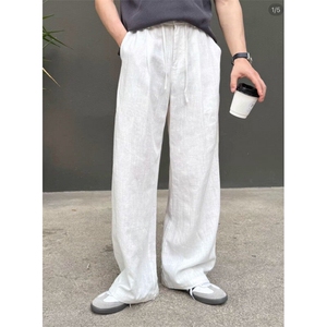 亚麻直筒男士阔腿裤韩系通勤cleanfit穿搭K06041 P50图片