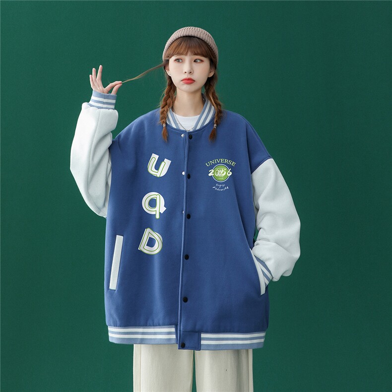 中性风秋装新品潮流时尚印花宽松衔接夹克棒球服外套G110P65控88,男装夹克,A247A
