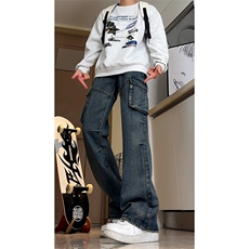 高品质B221美式ins高街暗黑宽松工装牛仔裤LK24341-P70控98，男装牛仔裤，电商B221