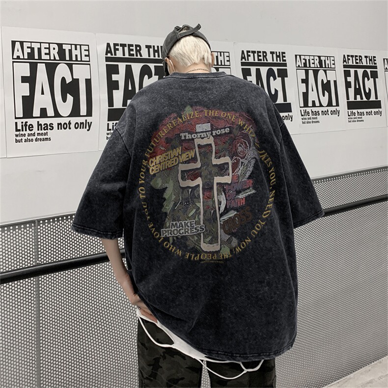 TX12XZ517A-6P35夏季新款水洗做旧T恤,男装T恤,星座517A-6