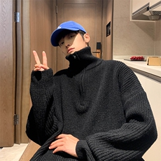 半拉链高领毛衣男款春秋慵懒高级感打底针织衫宽松内搭冬季上衣服，男装针织衫/毛衣，星座310A