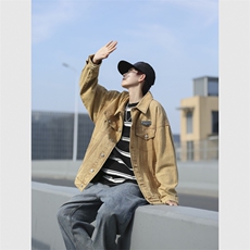 港风秋款男牛仔夹克铁环字母刺绣休闲外套JK87P70，男装夹克，星座1013-1