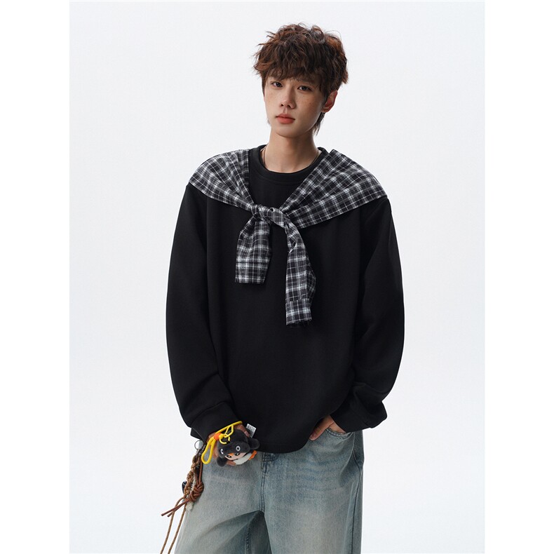 WY1546-P40特控78T1022-P33特控60大码假两件披肩长袖T恤卫衣，男装T恤，电商D232