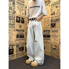 秋季cleanfit水洞牛仔裤男女裤子男生潮牌高街宽松男裤RK3071-P50，男装牛仔裤，星座412-3