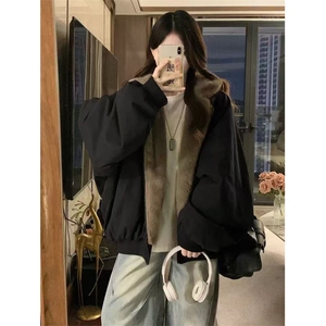 两面穿仿貂毛座山雕棉服加厚连帽棉衣外套帆布夹克NB249 P100图片