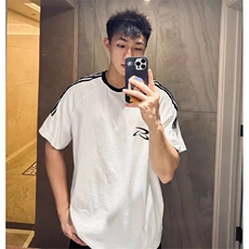 夏季美式高街重磅纯棉三条杠织带撞色男女短袖T恤ZD625-特P30，男装T恤，电商A486-1