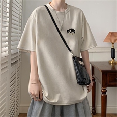 可设48小时发货支持抖音得物来样二开240克重磅美式麂皮绒短袖t恤，男装T恤，电商A486-1