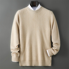 2025年秋季长袖时尚都市圆领圆领菱形，男装羊毛衫，千国羊绒