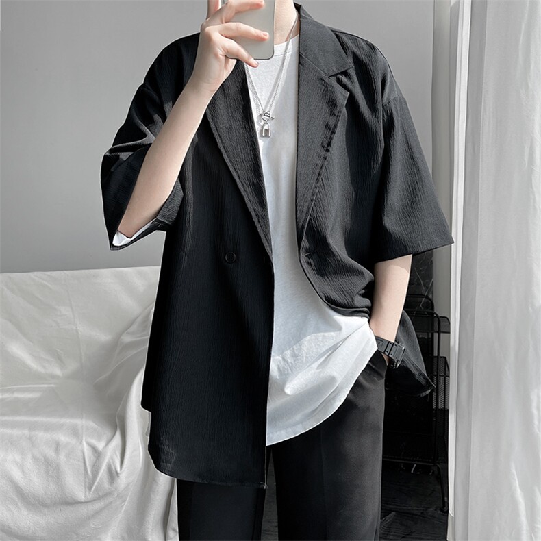 大码压皱冰丝顺滑大方领衬衫防晒外套A071-C67-P40,男装防晒衣,电商A071