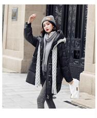 2021早冬上新拼羊毛针织帽围巾两件套设计长款90白鸭绒羽绒，女装，红雀纺