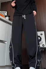 K2616/P50春装新款现货刺绣个性休闲裤男宽松大码直筒裤长裤子，男装休闲裤，电商A141