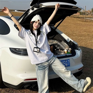 万针全刺绣工艺抖音得物高品质260克重磅纯棉双纱美式高街短袖T恤图片