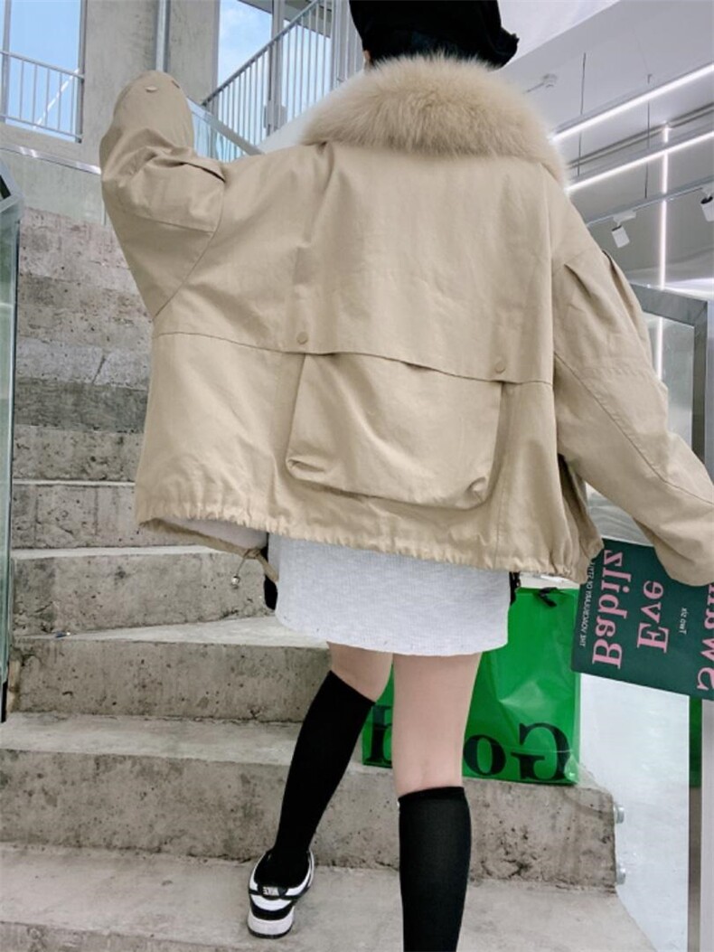 2022大毛领派克短款小个子穿搭加厚毛绒内胆，其它，泰靡(1F)