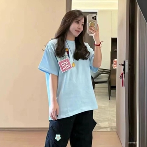万针全刺绣工艺抖音得物高品质260克重磅纯棉双纱美式高街短袖T恤图片