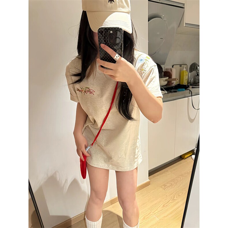 万针全刺绣工艺抖音得物高品质260克重磅纯棉双纱美式高街短袖T恤,男装T恤,电商A486-1