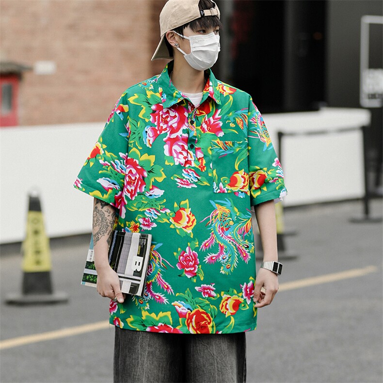 p02男士大花休闲polo衫大码T恤衫外套团队服中性男女夏风潮男,男装Polo衫,星座115A(原星座507）