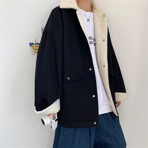 冬季羊羔毛外套男港风宽松休闲百搭韩版加绒加厚衣  W2153-P72图片