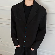 西装领夹克2025秋季松石绿纽扣短款休闲外套男XZ514-2-JK993-P98，男装夹克，星座514-2(原B239)