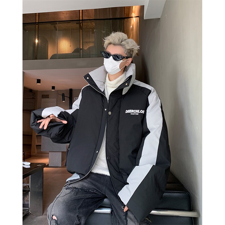 405A美式高街撞色短款棉服加厚立领面包服MY24919-P125控158,男装棉衣,星座405A