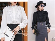 现货秋装木耳边轻奢气质小衫，其它，夕昕