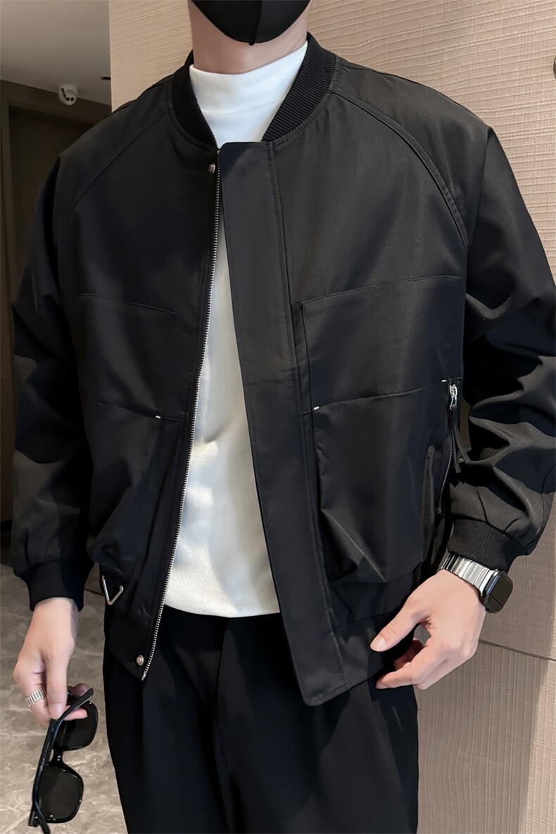 社会小伙男士秋冬纯色2025秋季长袖夹克店主风JK0816-P115,男装夹克,电商A236