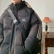 拼三条杠宽松情侣男女面包服羽绒棉连帽棉衣C408M1248P100，男装棉衣，电商C408(原B339-1)