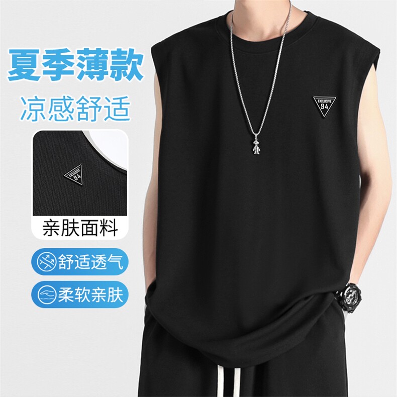 冰丝潮流舒适百搭亲肤无袖背心TT382-特批34,男装T恤,星座718