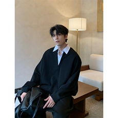 JY298-P48时尚简约潮流假两件条纹衬衫网图，男装衬衫，星座1501-3