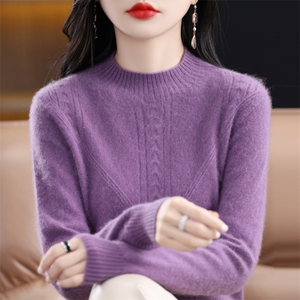 断码特价秋冬羊绒衫女软糯半高宽松毛衣百搭羊毛衫打底衫加厚图片