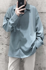秋季新款2022男生长袖衬衫宽松百搭韩版纯色衬衣A071-C08-P38，男装衬衫，电商A071