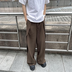 潮美式复古日系垂坠感抽褶小众拼接设计感阔腿裤拖地堆叠西裤，男装西裤，星座505-2（原电商A260-1)