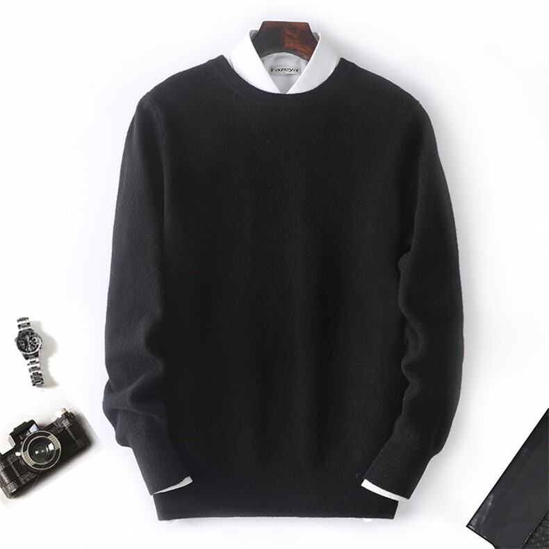 男士纯色圆领羊毛衫2024春季新款简约纯色毛衣羊毛男装，男装羊毛衫，枫宸羊绒
