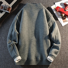25638-特P60秋季圆领毛衣套头衫男针织衫半拉链纯色宽松打底衫，男装T恤，电商D310B