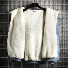 牛仔外套男大码加厚加绒棉衣男羊羔毛棉服男NM53285-P140网格，男装棉衣，电商A040A