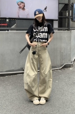 2026新款阔腿牛仔裤男女夏季薄款宽松高腰弯刀裤显瘦YD9001-P65，男装牛仔裤，星座509