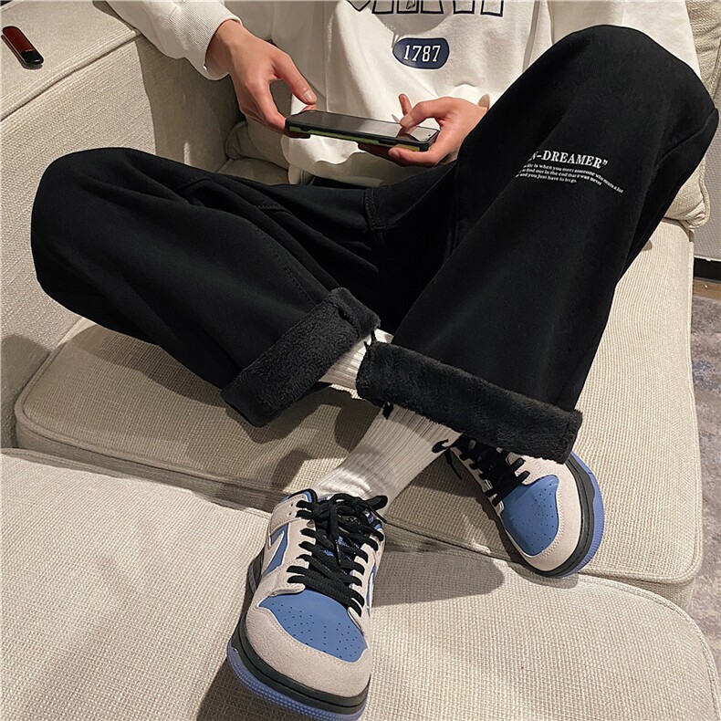 k808J-p55-控78M-5XL水晶绒加绒毛毯港风高阶宽松牛仔裤微喇,男装牛仔裤,星座116