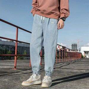牛仔裤男宽松春秋季百搭帅气束脚裤韩版潮牌休闲裤九分裤DF30T图片