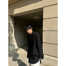 现货~戗驳领西装外套垫肩休闲宽松挺阔黑色男女西服夹克X892-P105，男装夹克，星座1004-3
