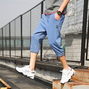 牛仔裤男七分裤夏季薄款韩版宽松八分休闲小脚哈伦裤裤子YD01图片