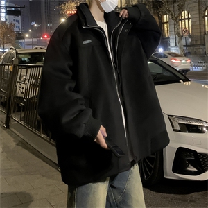 假两件毛呢外套男春秋季2026新款潮牌小众设计感美式立领夹克图片